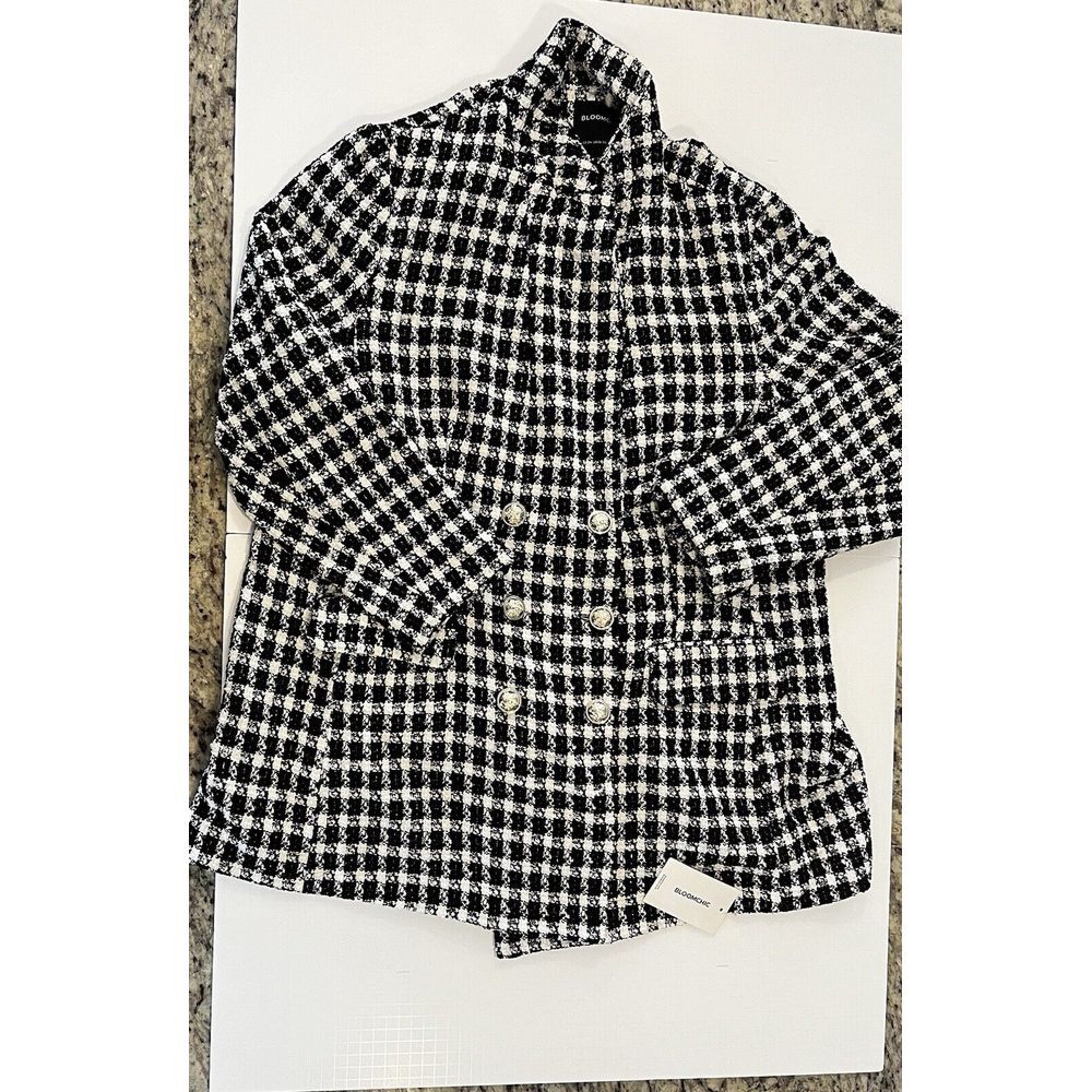 Bloomchic Women's Black & White Plaid Blazer Dressy Jacket Plus Size 22/24 NWT - Picture 3 of 9